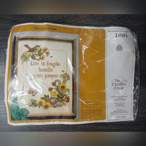 The Creative Circle 1004 Life is Fragile Hand Embroidery Kit Needlecraft NOS
